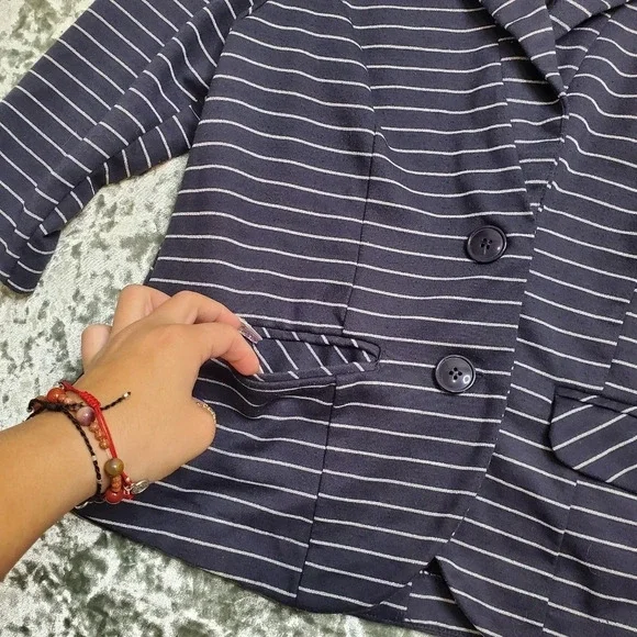 Torrid Striped Grey Glitter/ Navy Blazer - Picture 2 of 10